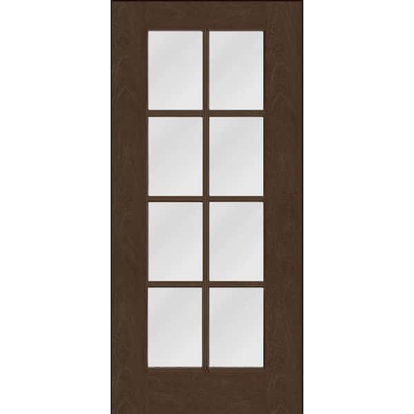 Regency 36 in. x 80 in. Full 8-Lite Universal Handing Clear Glass Hickory Stain Fiberglass Front Door Slab