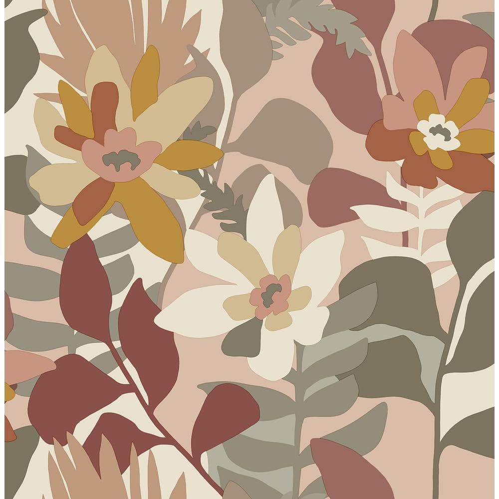 Rose Botanical Floral Non-Woven Removable Wallpaper