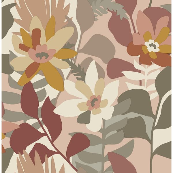 A-Street Prints Pink Koko Rose Floral Wallpaper Sample
