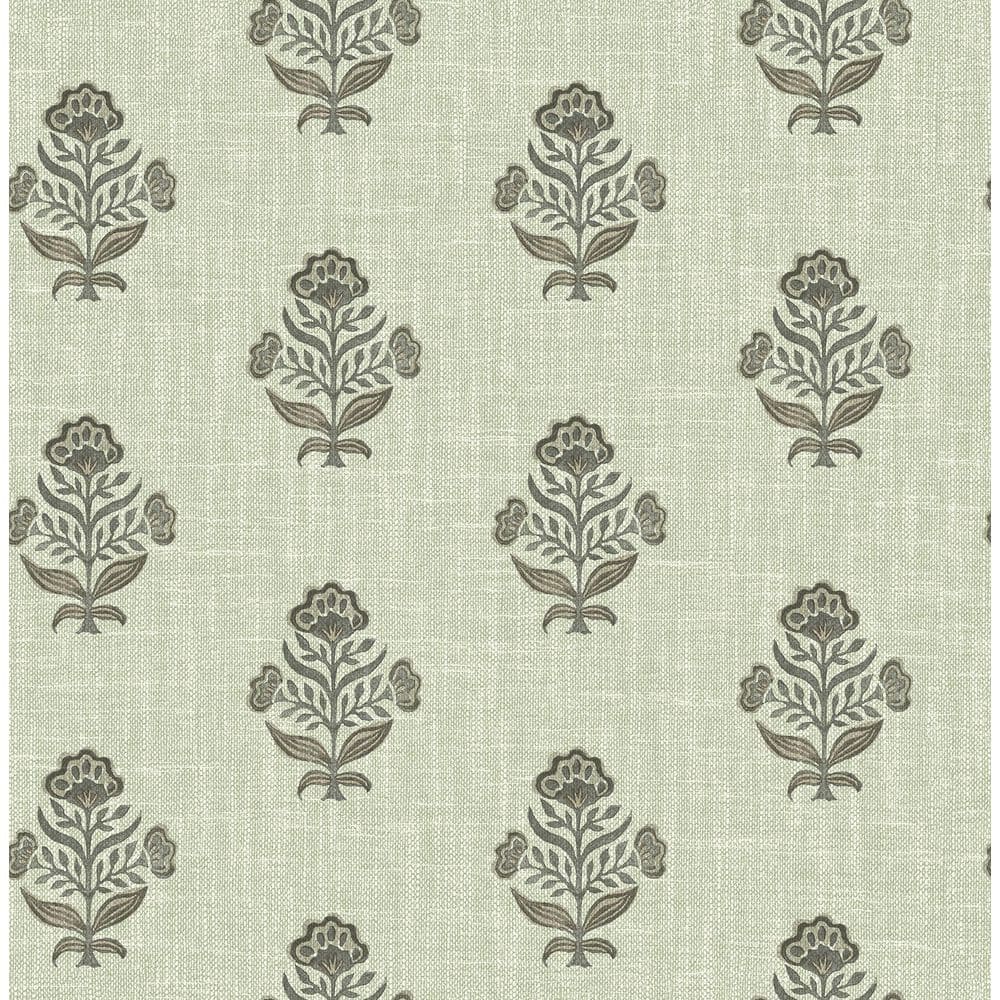 Hollyhock Green Floral Crest Wallpaper Sample price history on PriceWatchPro