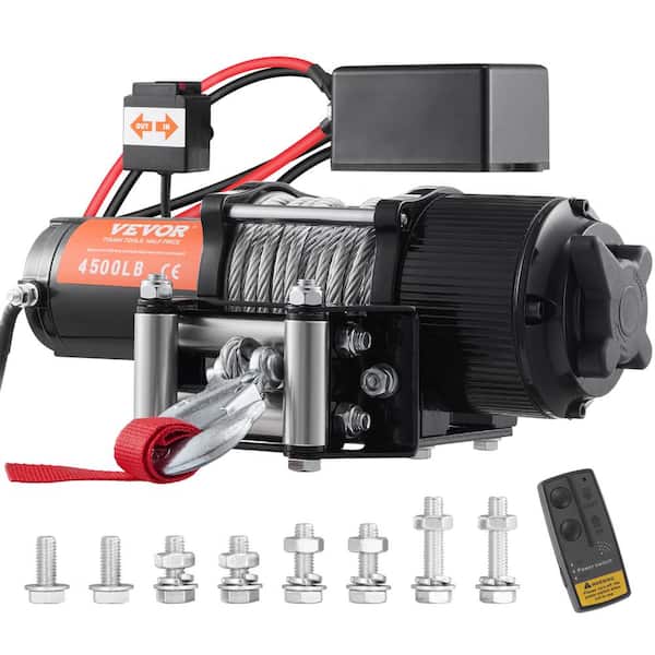 VEVOR Electric Winch 4500 lbs. Load Capacity Vehicles Winch with 39 ft. Steel Cable and Wireless Handheld Remote