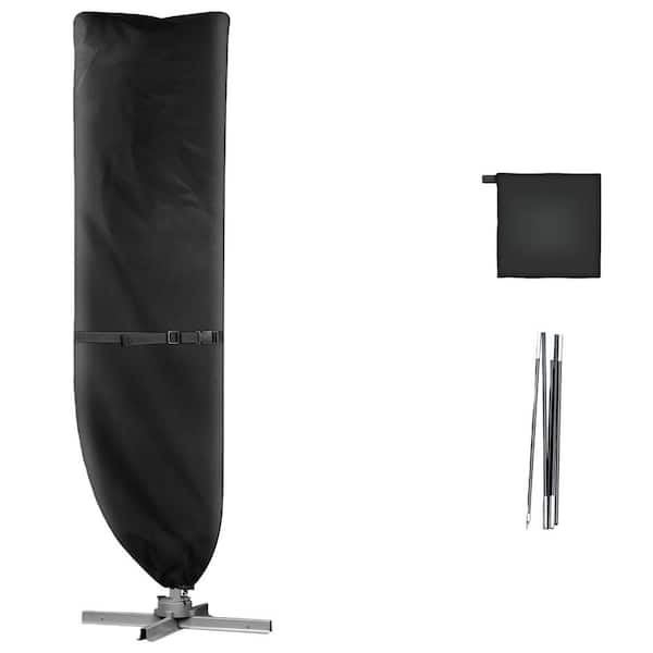 Black Patio Umbrella Cover for 9 ft. - 13 ft. Cantilever Umbrella, 600D Heavy Duty Outdoor Umbrella Covers with Pole