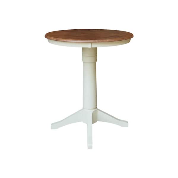 International Concepts Olivia Hickory/Shell 30 in. Solid Wood Counter Height Pedestal Dining Table Seats 2