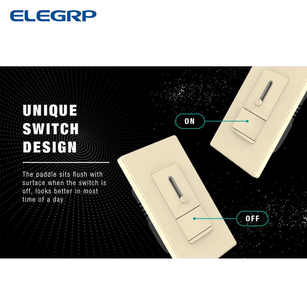 Light Almond Matte Double Pole Slide Dimmer with Wall Plate