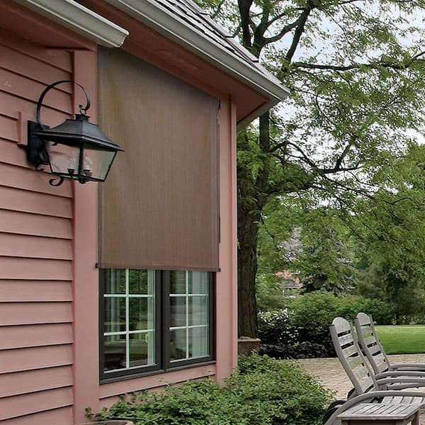 SeaSun Seaside Brown Cordless Outdoor Patio Roller Shade 96 in. W