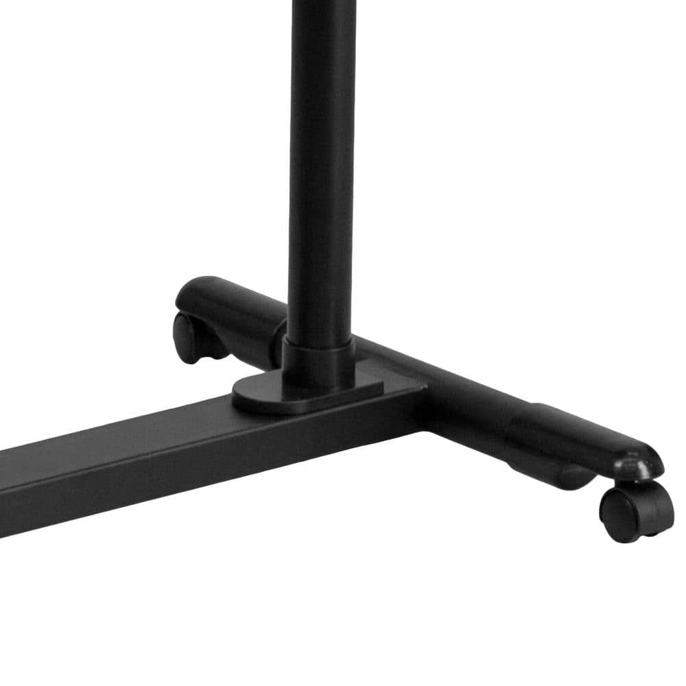 Black Adjustable Height Steel Mobile Laptop Cart with Cup Holder