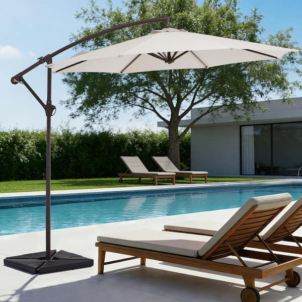 11 foot patio umbrella black TheLAShop 11 ft 3-Tiered Tilting Patio Umbrella with Lights 8-Rib
