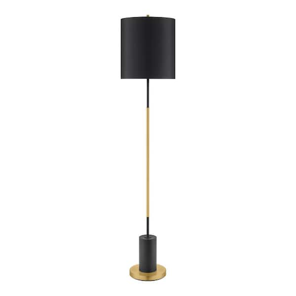 Hampton Bay Ashton 60 in. Black with Gold Floor Lamp with Accents Base