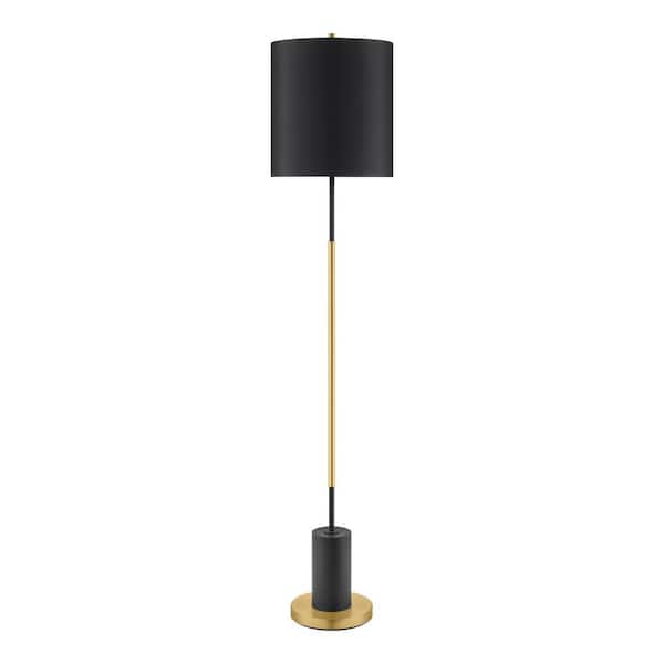 Ashton 60 in. Black with Gold Floor Lamp with Accents Base
