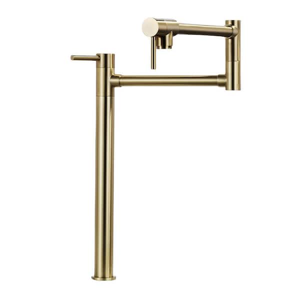 ALEASHA Deck Mount Pot Filler Faucet with 2-Handle in Gold
