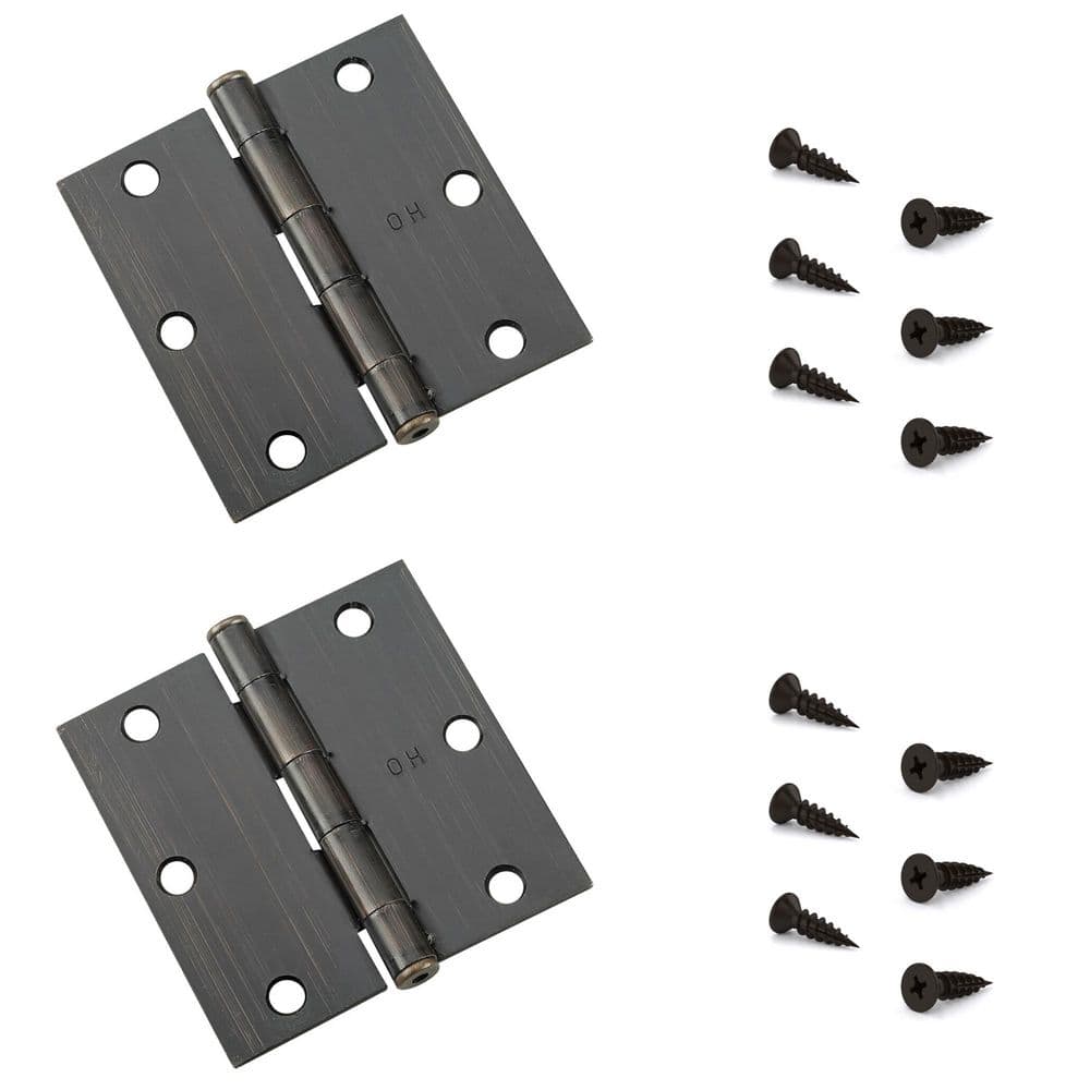 3-1/2 in. x 3-1/2 in. Oil-Rubbed Bronze Full Mortise Butt Hinge with Removable Pin (2-Pack) price history on PriceWatchPro