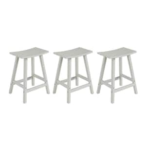 Franklin Sand 24 in. HDPE Plastic Outdoor Patio Backless Bar Stool (Set of 3)