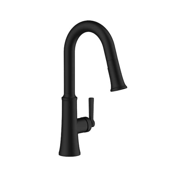 Gerber Northerly Single Handle Pull-Down Sprayer Bar Faucet Deckplate Not Included in Satin Black