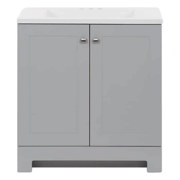 Photo 1 of 30.25 in. W x 18.75 in. D Bath Vanity in Pearl Gray with Cultured Marble Vanity Top in White with White Basin
