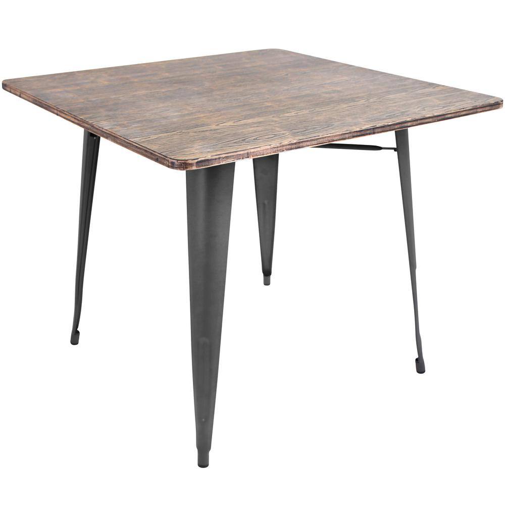 Lumisource Oregon 36 in. Grey and Brown Square Dining Table DTTWORTB