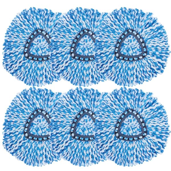 Microfiber Spin Mop Head Replacement Refill, Highly Absorbent and Machine Washable, Blue (6-Pack)