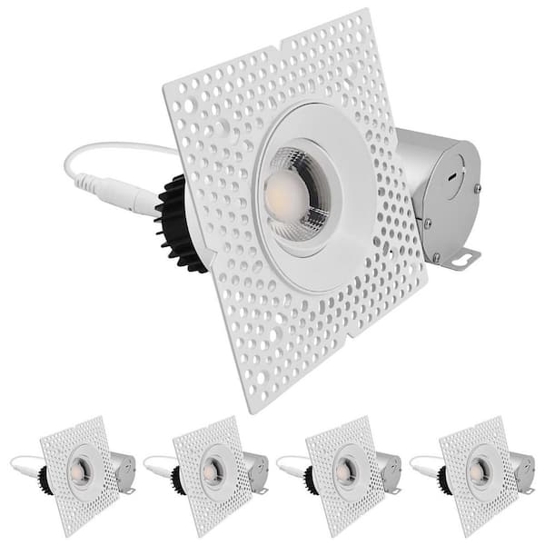 3 in. LED Integrated Adjustable Spotlight Jbox, 5CCT, 12W, 1100LM, CRI90, Dual Dimmable, 38° Beam, Damp Rated 4-Pack
