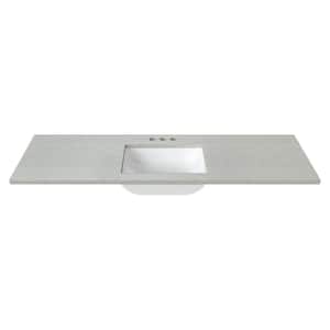 61 in. W x 22 in. D Cultured Marble Rectangular Undermount Single Basin Vanity Top in Silver Stream