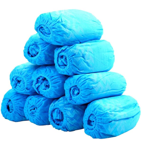 50 Pairs Blue Disposable Shoe Cover 100 PCS Nonslip Protective Waterproof Shoes Boot Covers Thicken Disposable Dust-proof Large One Size Fits Most
