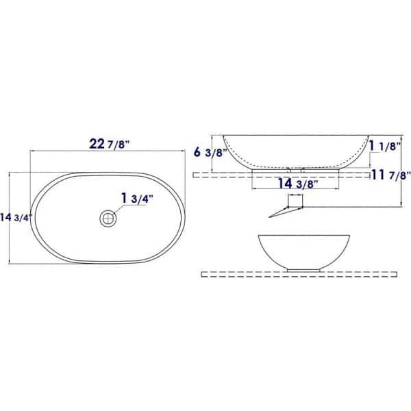 EAGO 23-Inch White Ceramic Oval Above-Counter Bathroom Sink