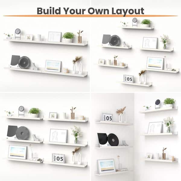 23.6 in. W x 5.1 in. D White Floating Shelves Wall Shelves Storage