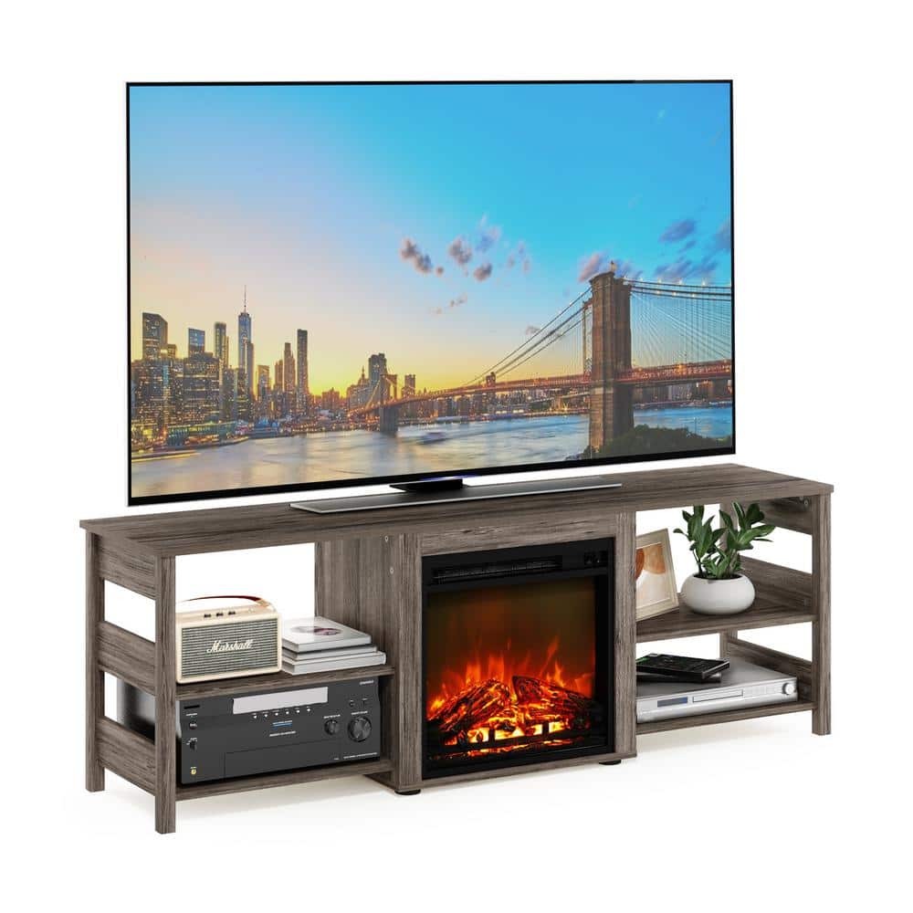 Rustic Oak 70 Inch TV Stand with Electric Fireplace