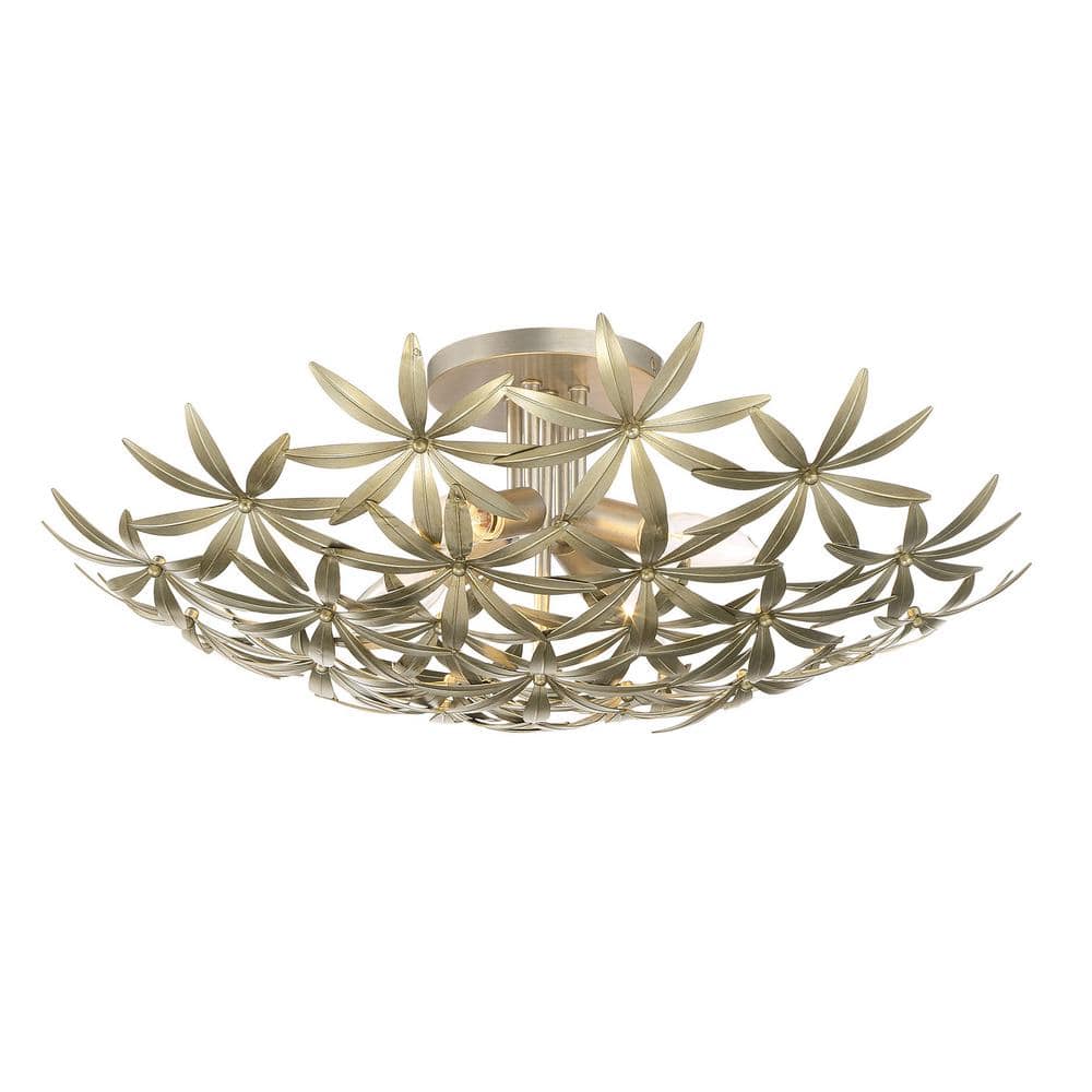 Minka Lavery Flower Child 22 in. 4-Light Ambry Gold Semi-Flush