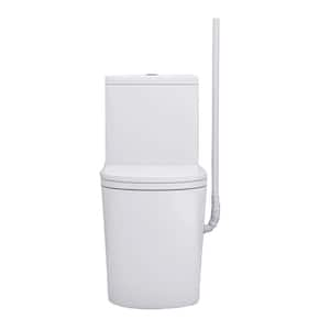 1-piece 1.1/1.6 GPF Dual Flush Elongated Toilet in White Seat Included