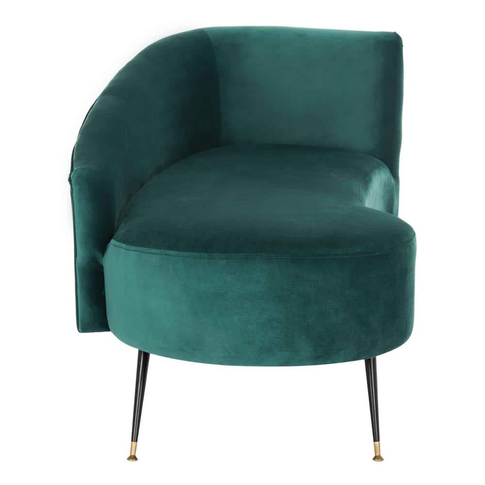 Evangeline 58'' Emerald Velvet and Black Metal Modern Settee