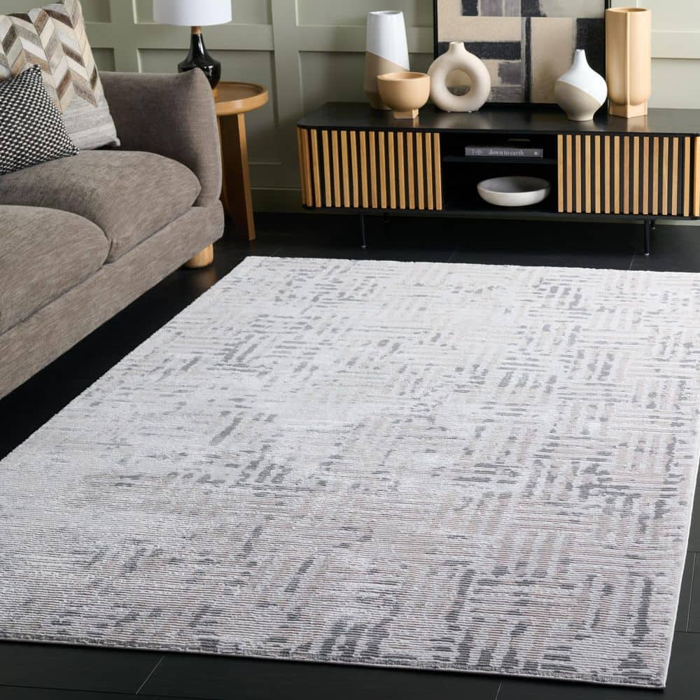 SAFAVIEH Slate 8 ft. x 10 ft. Light Gray/Gray Abstract Modern Area Rug ...