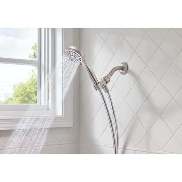 Ignite 5-Spray Patterns 3.75 in. Wall Mount Single Handheld Shower Head 2.5 GPM in Spot Resist Brushed Nickel