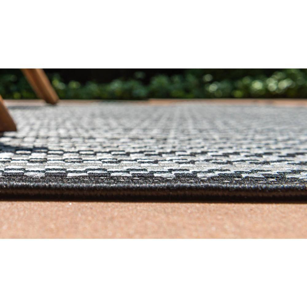 Gray and Black Striped Synthetic Outdoor Area Rug