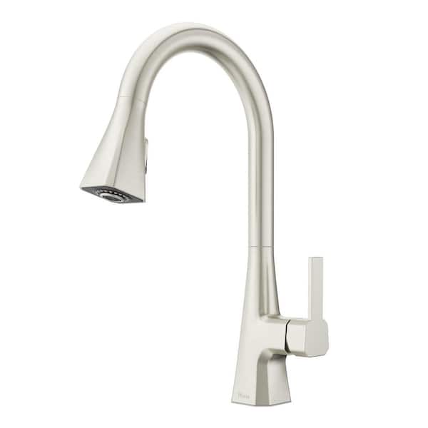Frontera 1-Handle 16.3125 in. H Pull Down Sprayer Kitchen Faucet with 360° Spout Swivel in Stainless Steel