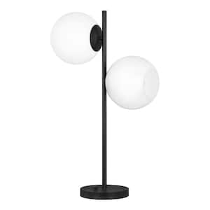 Vista Heights 24.5 in. 2 Light Matte black Indoor Table Lamp With Opal White Glass Shade