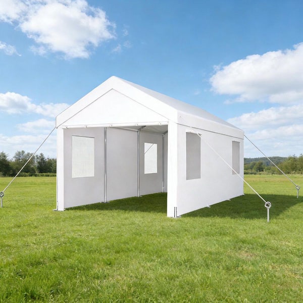 12 ft. x 20 ft. x 9.7 ft. Outdoor Heavy Duty Carport Gazebo with 2-Roll-up Doors and 4-Ventilated Windows