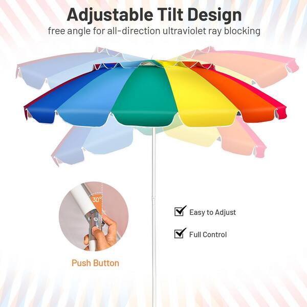8 ft. Steel Outdoor Beach Umbrella with Sand Anchor and Tilt