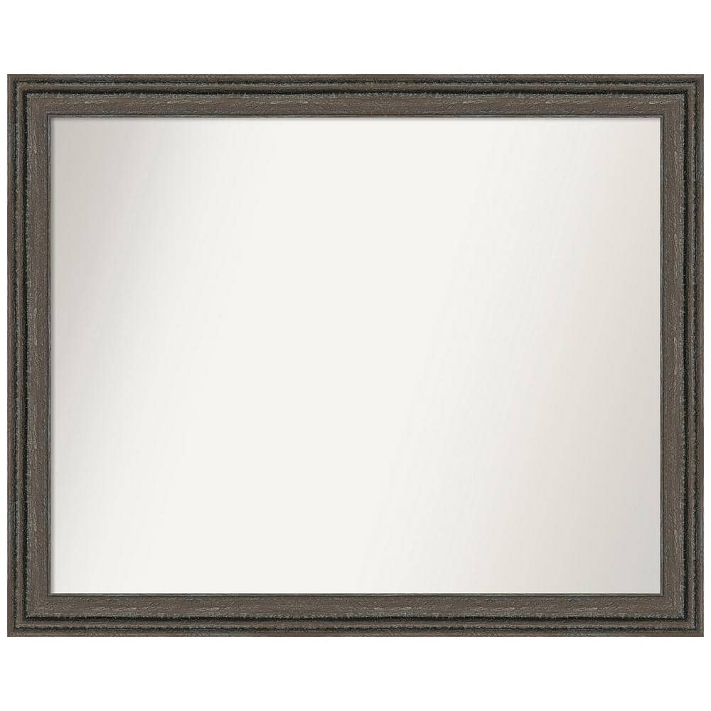 Upcycled Brown Grey 31.5 in. x 25.5 in. Non-Beveled Farmhouse Rectangle Wood Framed Wall Mirror in Brown -  Amanti Art, A38868262414