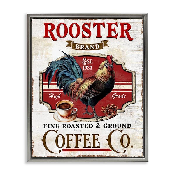 Rooster Brand Coffee Co by Creatif Belle Gray Floater Frame Food Graphic Art Print 31 in. x 25 in.