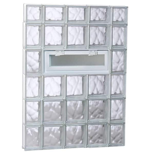 Clearly Secure 34.75 in. x 44.5 in. x 3.125 in. Frameless Wave Pattern Vented Glass Block Window