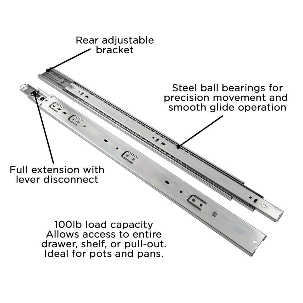 Cadmium Finish 20 Inch Soft Close Full Extension Drawer Slides, 2-Pack
