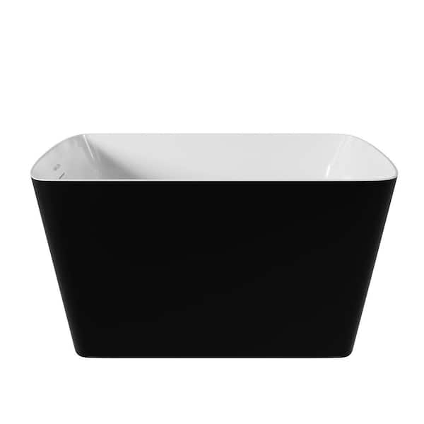 Galina 47 in. x 27 in. Acrylic Soaking Soild Surface Black Bathtub with Reversible Drain in No Seat Version