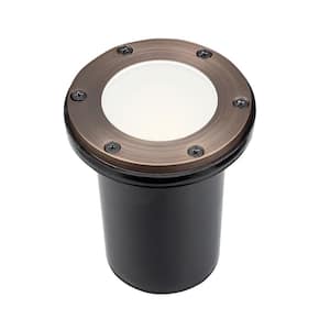 Low Voltage Centennial Brass Hardwired Weather Resistant Frosted Lens Well Light with No Bulbs Included