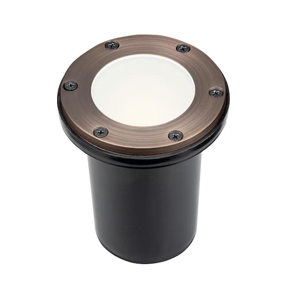 KICHLER Low Voltage Centennial Brass Hardwired Weather Resistant Frosted Lens Well Light with No Bulbs Included