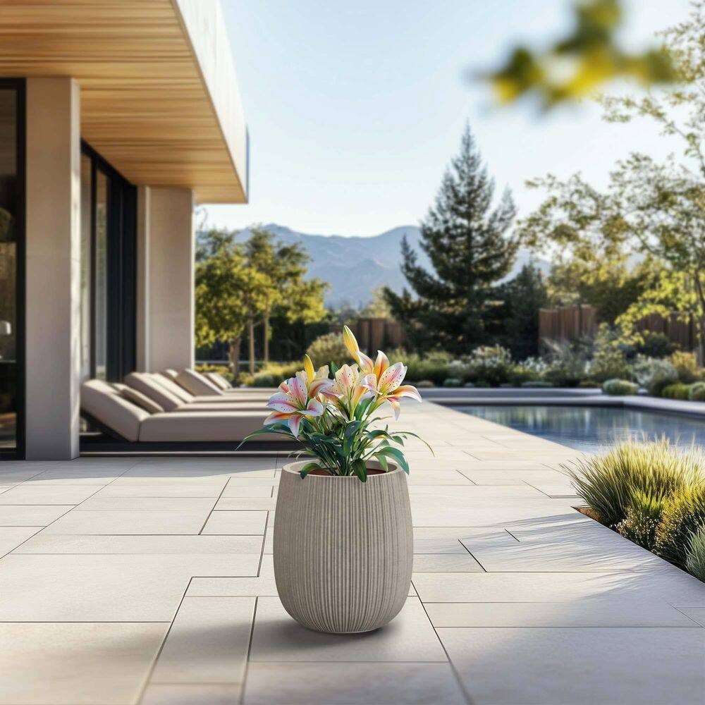 13 in. Medium Light Gray (Enhanced Interior) Concrete Round Planter / Pot with Drainage Holes price history on PriceWatchPro