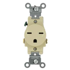 15 Amp Commercial Grade Grounding Single Outlet, Ivory