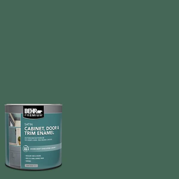 BEHR PREMIUM 1 qt. #M420-7 Billiard Green Satin Enamel Interior/Exterior Cabinet, Door & Trim Paint