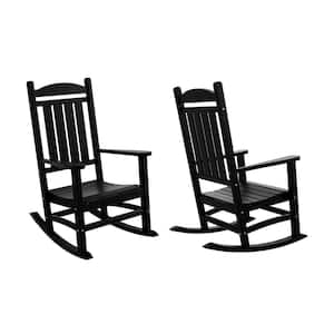 Kenly Black Classic Plastic Outdoor Rocking Chair (Set of 2)