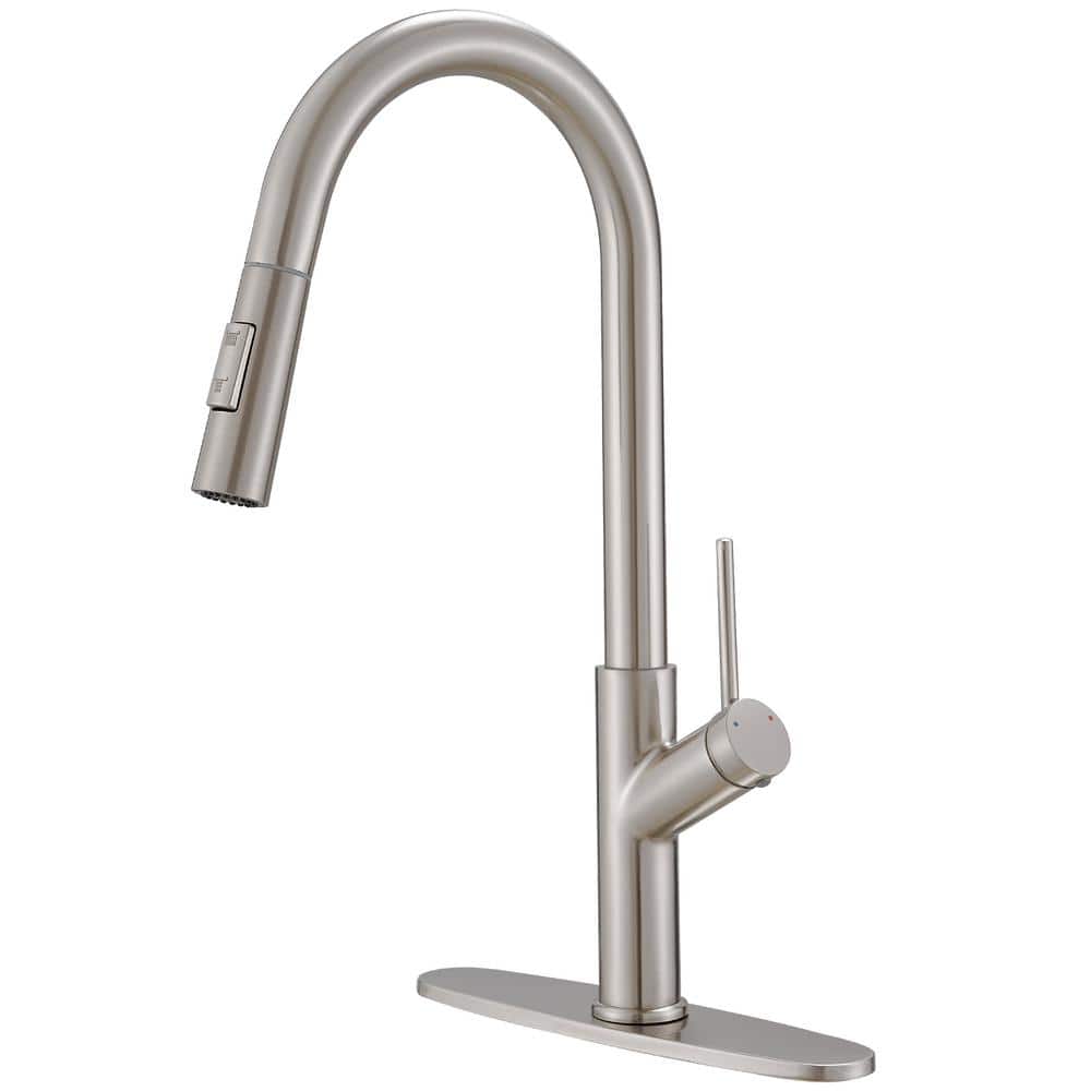 Nickel High-Arc Single Handle Pull-Down Kitchen Faucet