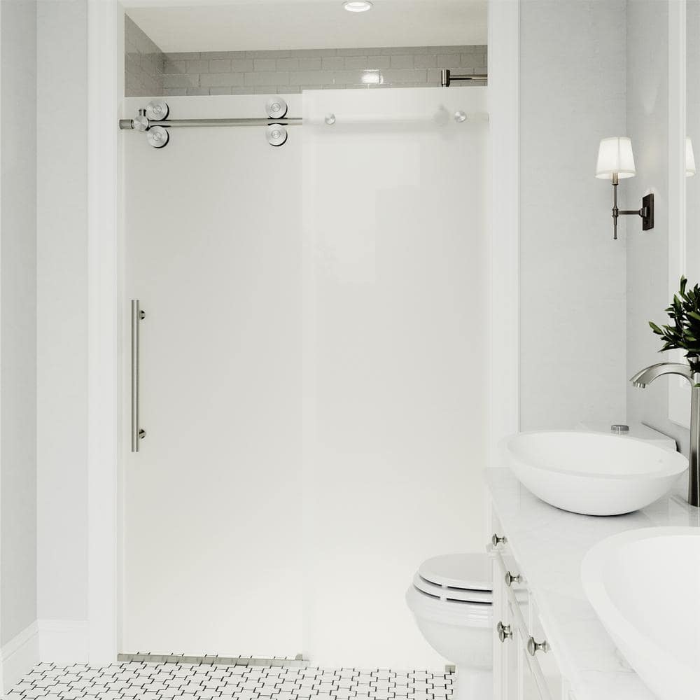 Elan 60-Inch Frameless Frosted Glass Sliding Shower Door