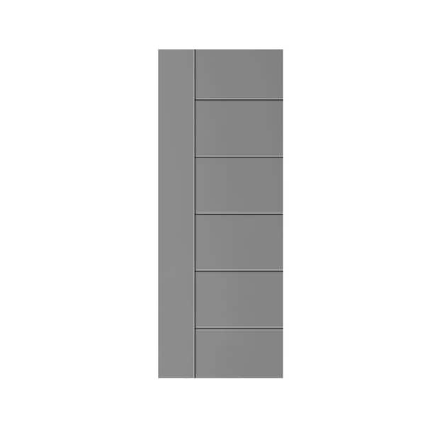 CALHOME Metropolitan Series 30 in. x 80 in. Light Gray Stained Composite MDF Paneled Interior Barn Door Slab
